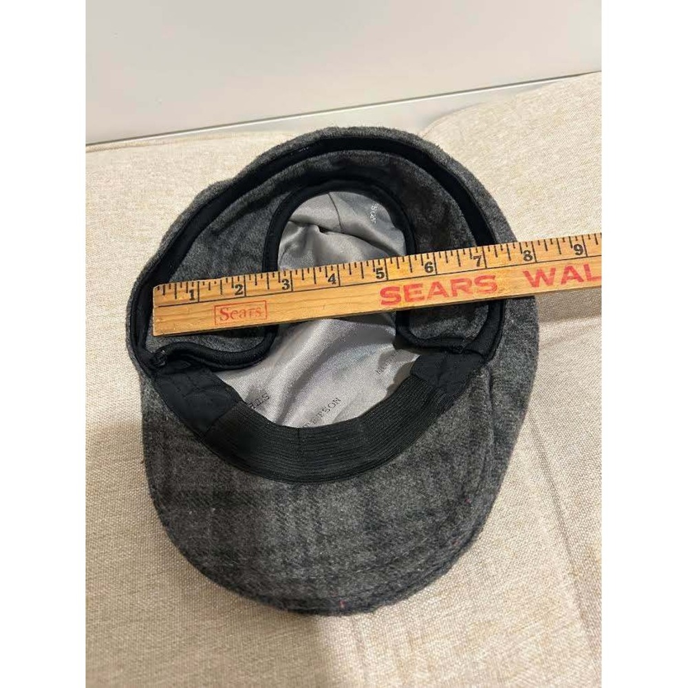 Stetson All American Gray Plaid Wool Blend Driving Cap w Ear Flaps L/XL Newsboy - Picture 9 of 9